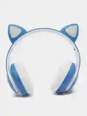 Синий наушники беспроводные с ушками CAT светящиеся, детские, подарок для девочки