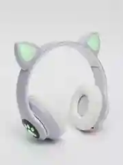 Фиолетовый наушники беспроводные с ушками CAT светящиеся, детские, подарок для девочки