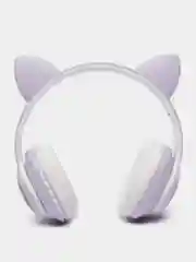 Фиолетовый наушники беспроводные с ушками CAT светящиеся, детские, подарок для девочки