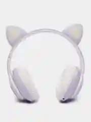 Фиолетовый наушники беспроводные с ушками CAT светящиеся, детские, подарок для девочки