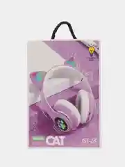Фиолетовый наушники беспроводные с ушками CAT светящиеся, детские, подарок для девочки