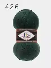Тёмно-зелёный пряжа Alize Lanagold Fine 51% Акрил, 49% Шерсть, 100 г, 390 м