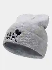 Серый металлик детская хлопковая вязанная шапка "MR и MRS Mickey" для мальчиков и девочек