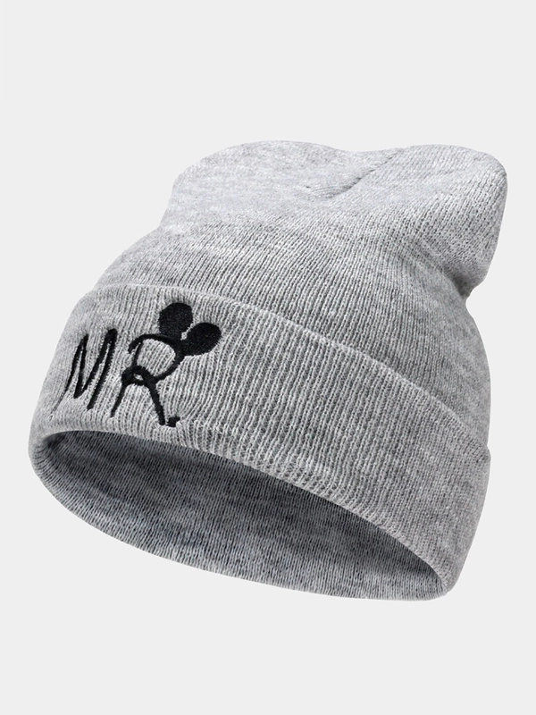Детская хлопковая вязанная шапка "MR и MRS Mickey" для мальчиков и девочек