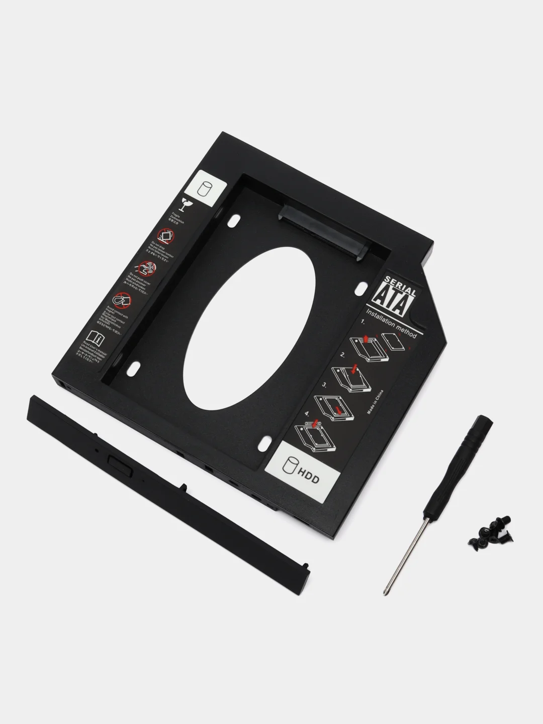 Черный салазки Optibay 12.7 и 9.5, переходник dvd, ssd, hdd