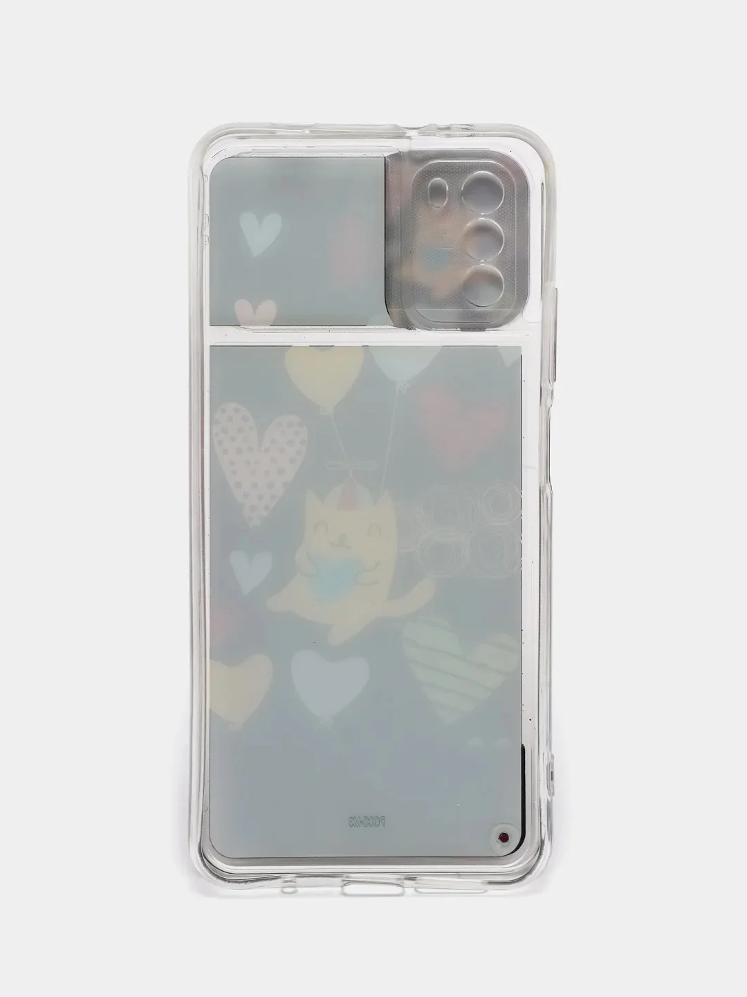 Фуксия чехол Xiaomi Poco M3 силиконовый переливающийся жидкий с блестками и защитой камеры