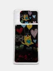 Чехол Xiaomi Poco M3 силиконовый переливающийся жидкий с блестками и защитой камеры