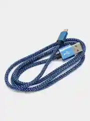 Синий кабель Android USB - Type-C / USB - Micro USB, 1 метр, тканевая оплетка, быстрая зарядка