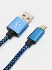 Синий кабель Android USB - Type-C / USB - Micro USB, 1 метр, тканевая оплетка, быстрая зарядка