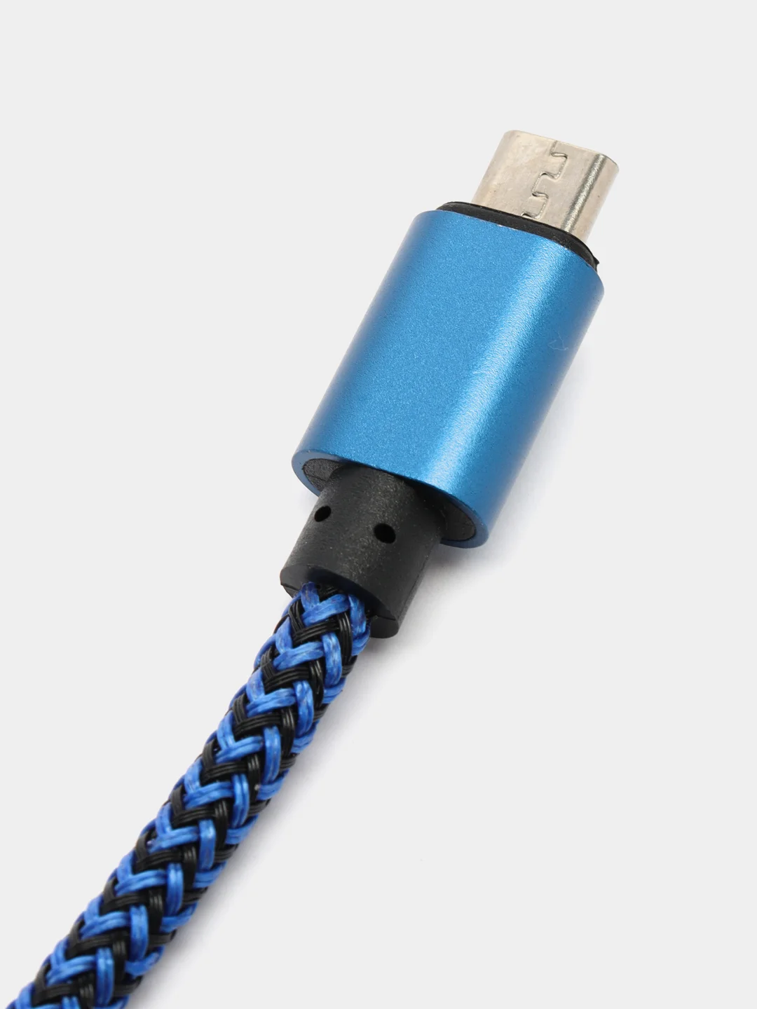 Синий кабель Android USB - Type-C / USB - Micro USB, 1 метр, тканевая оплетка, быстрая зарядка
