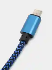 Синий кабель Android USB - Type-C / USB - Micro USB, 1 метр, тканевая оплетка, быстрая зарядка