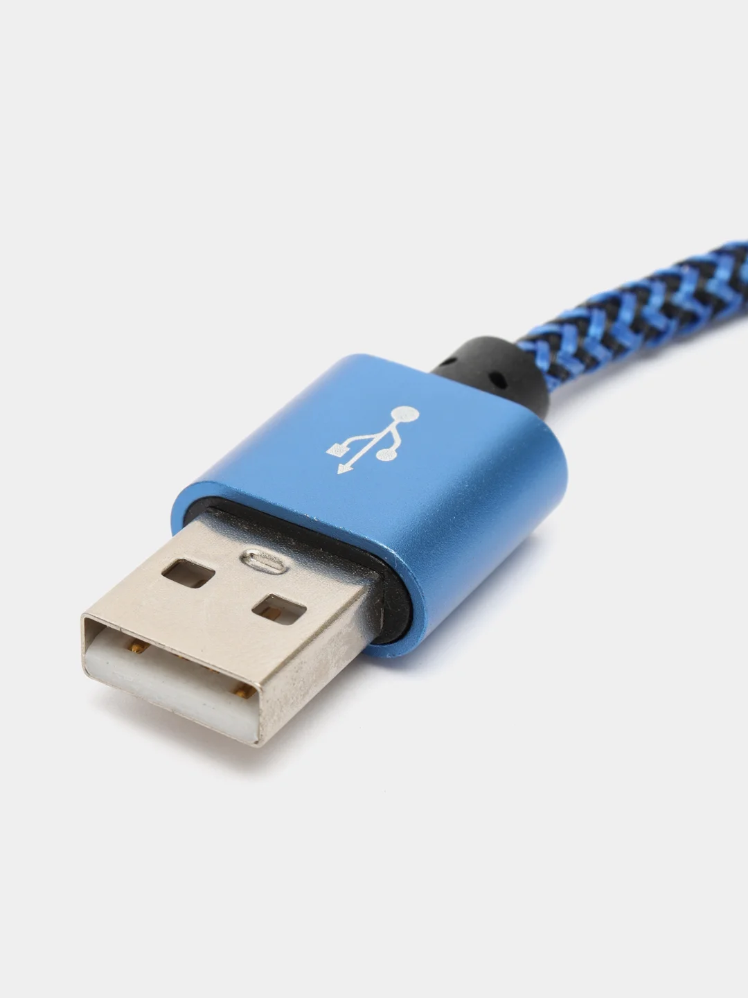 Синий кабель Android USB - Type-C / USB - Micro USB, 1 метр, тканевая оплетка, быстрая зарядка