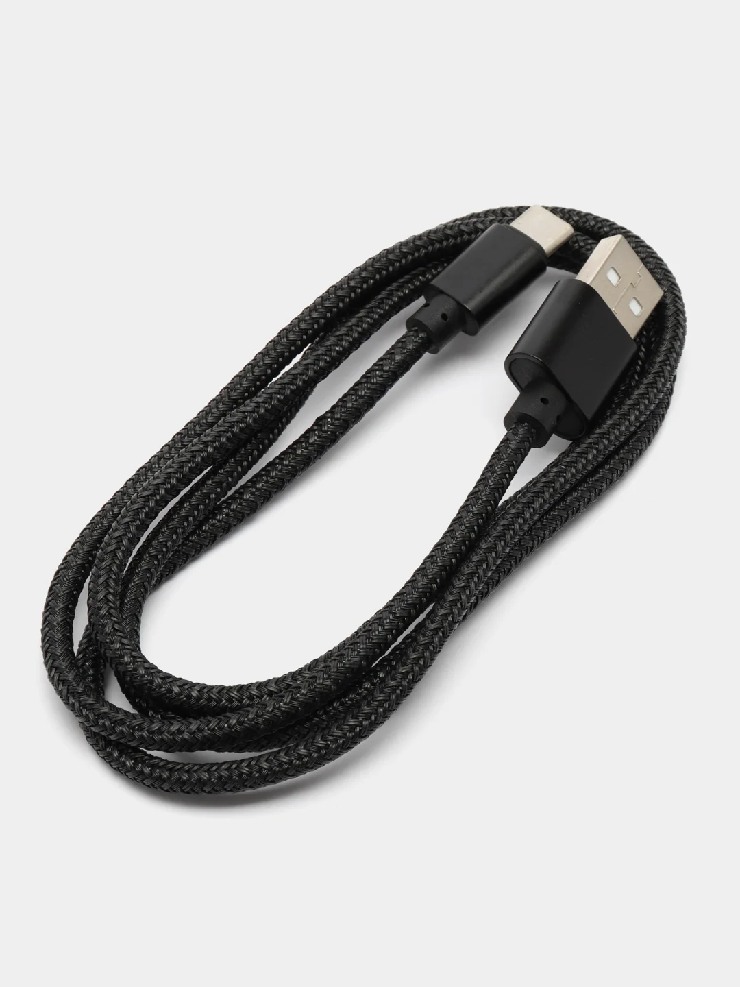 Черный кабель Android USB - Type-C / USB - Micro USB, 1 метр, тканевая оплетка, быстрая зарядка