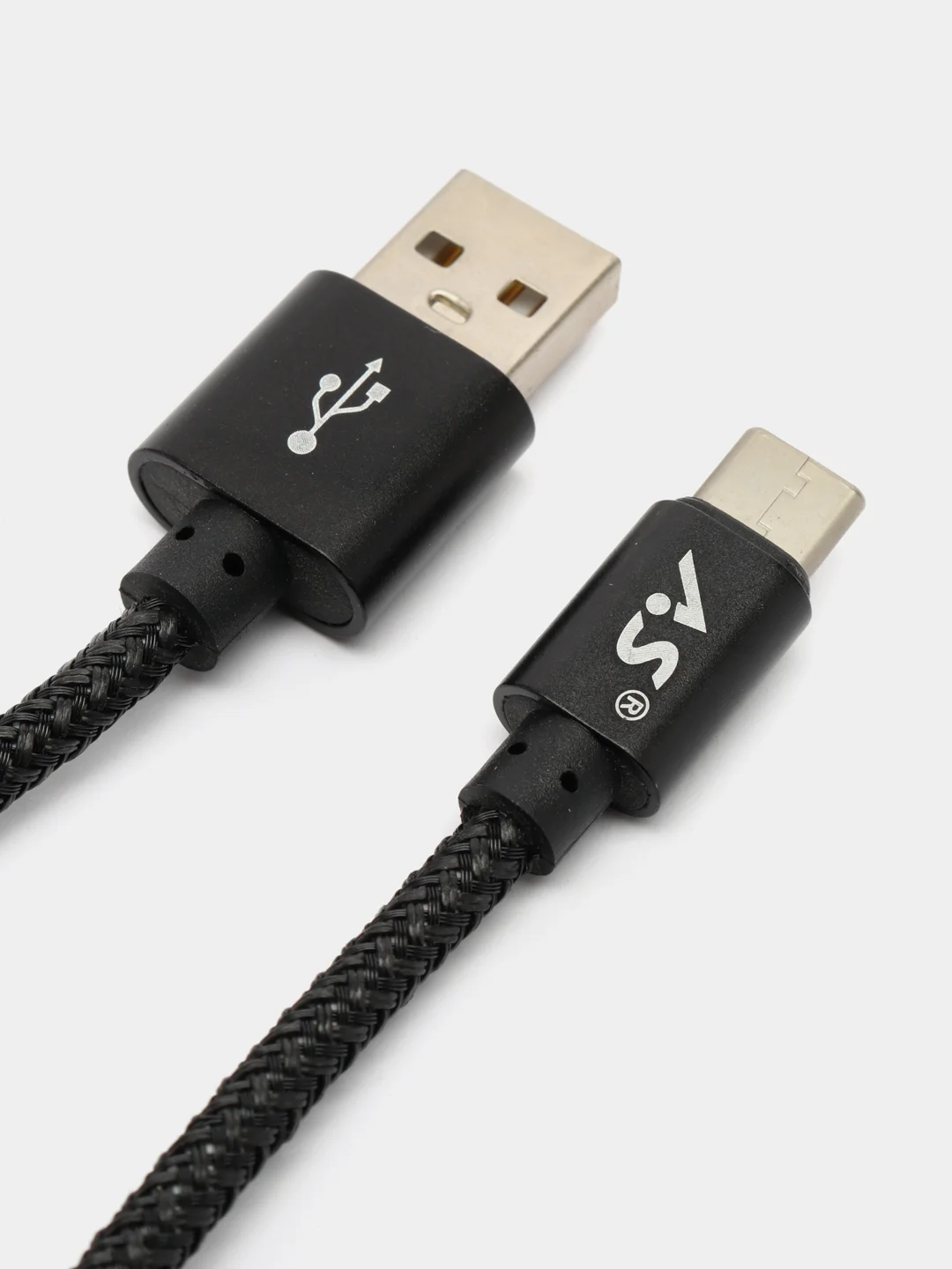 Черный кабель Android USB - Type-C / USB - Micro USB, 1 метр, тканевая оплетка, быстрая зарядка