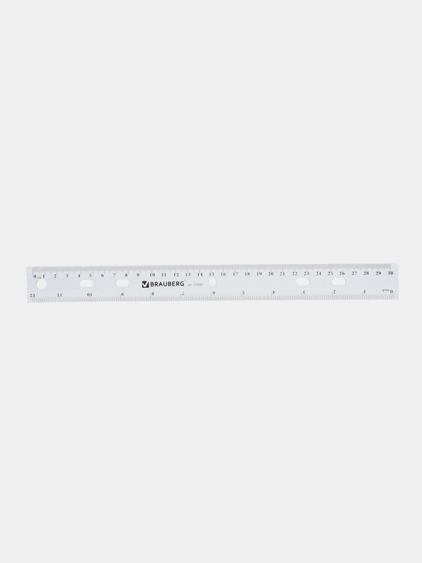 Линейка пластиковая BRAUBERG "Crystal", 30 см