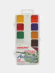 Краски акварельные школьные ОФИСМАГ, 12 цветов, медовые