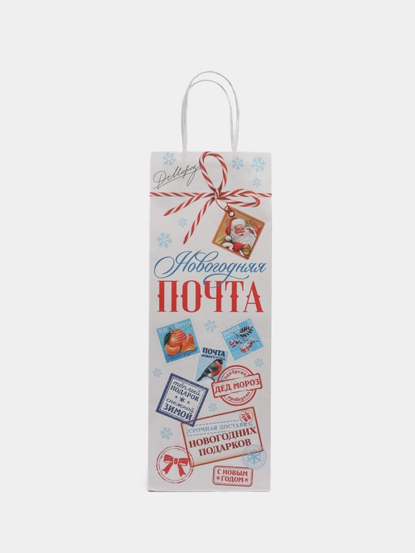 Пакет под бутылку, новогодний, 13х36х10 см
