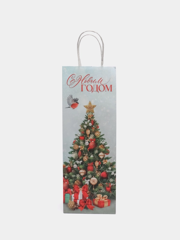 Пакет под бутылку, новогодний. 13х36х10 см