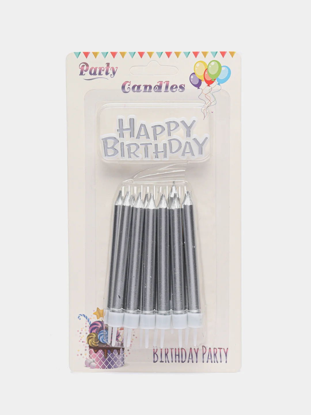 Серебряный свечи для торта на день рождения Волна "Happy Birthday"