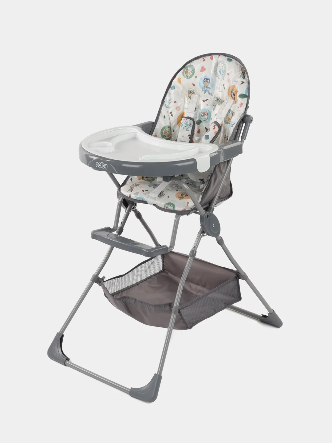 Стульчик для кормления Selby 252 "Совы", цвет серый