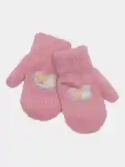 Коралловый меланж варежки детские, двойные, шерсть, 13 р, 3-4 года