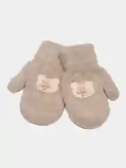 Песочный хаки варежки детские, двойные, шерсть, 13 р, 3-4 года