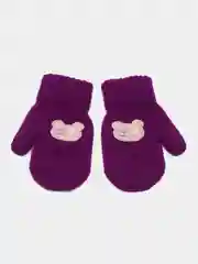 Фиолетовый варежки детские, двойные, шерсть, 13 р, 3-4 года