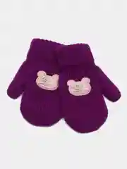 Фиолетовый варежки детские, двойные, шерсть, 13 р, 3-4 года