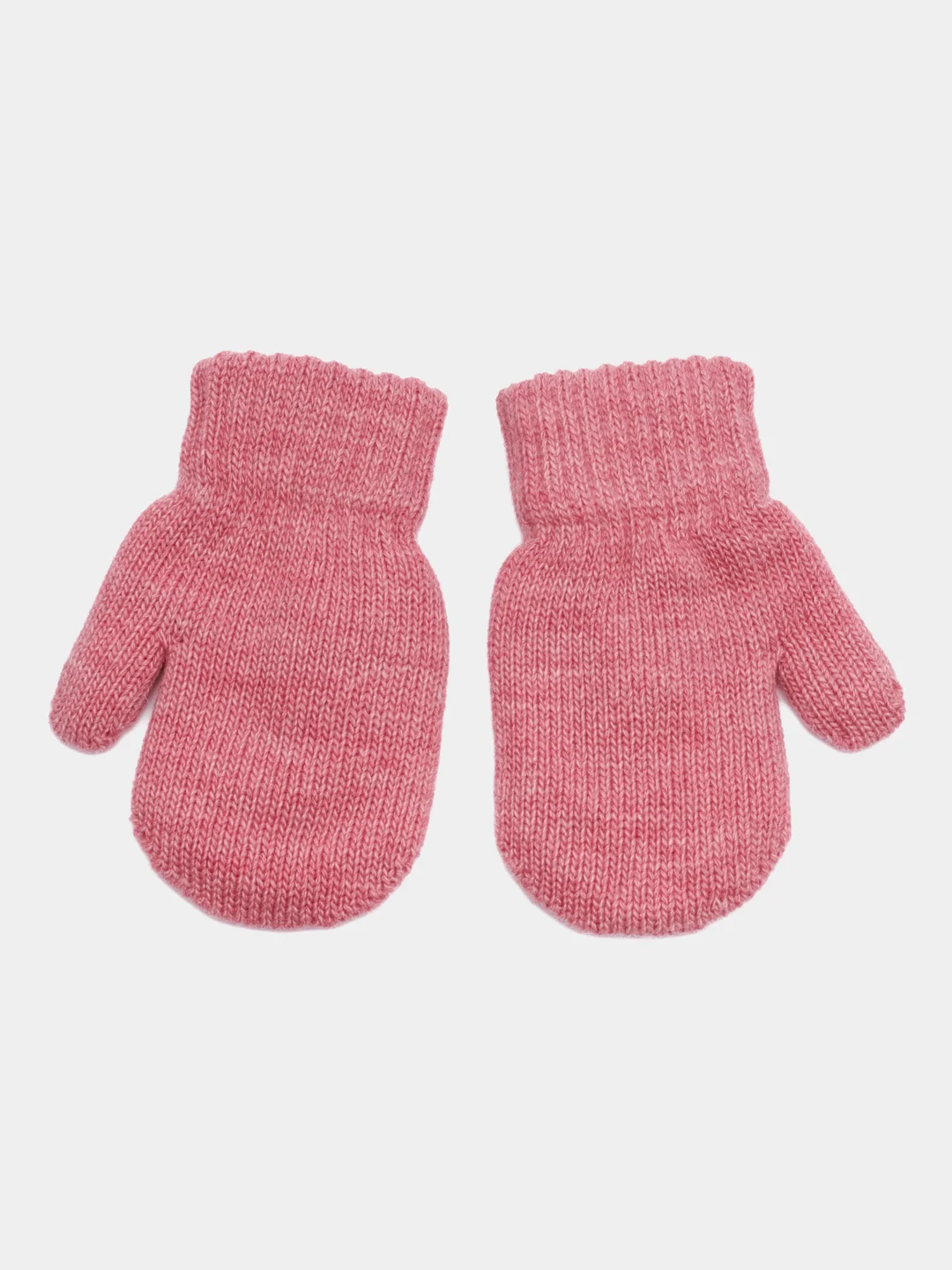 Коралловый меланж варежки детские, двойные, шерсть, 13 р, 3-4 года