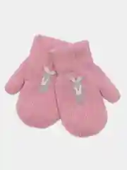 Розовый варежки детские, двойные, шерсть, 13 р, 3-4 года