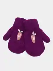 Фиолетовый варежки детские, двойные, шерсть, 13 р, 3-4 года