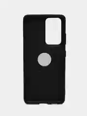 Черный чехол Samsung Galaxy S21 Ultra / Самсунг Галакси С21 Ультра, силиконовый, с кольцом, iFace