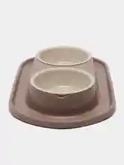 Зеленый миска двойная для животных кошек и собак, с бортом антикрошки