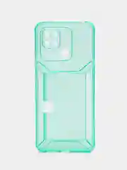 Бирюзовый чехол с карманом для карт Xiaomi Redmi 10/Poco C40, прозрачный
