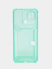 Бирюзовый чехол с карманом для карт Xiaomi Redmi 10/Poco C40, прозрачный