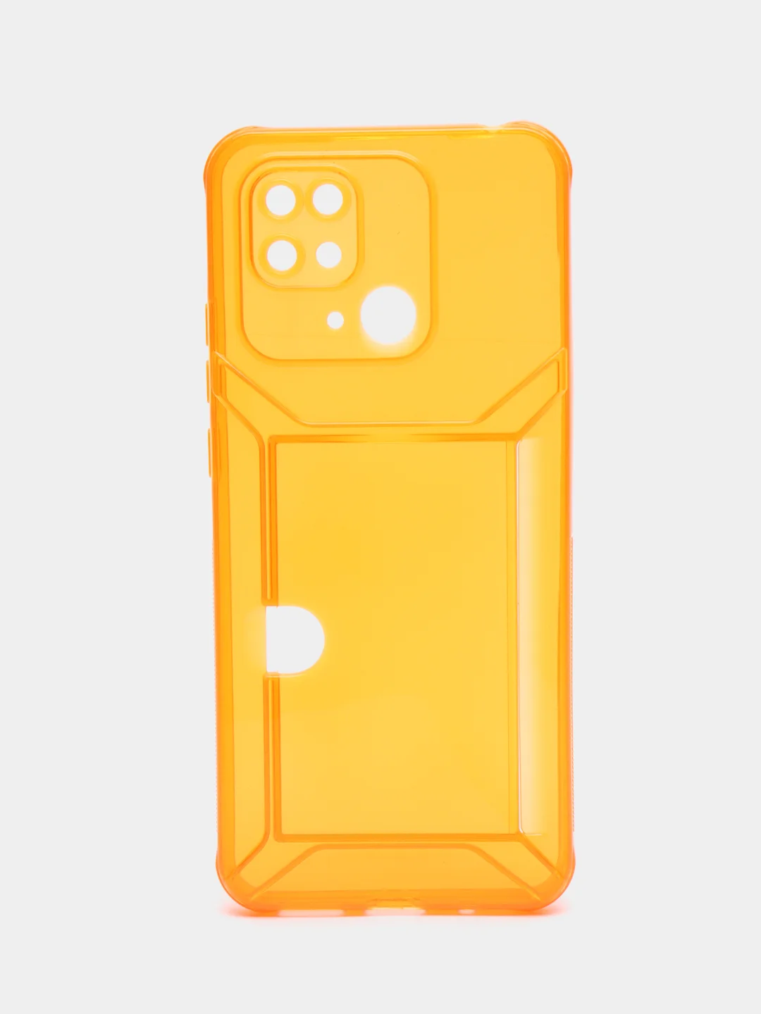 Оранжевый чехол с карманом для карт Xiaomi Redmi 10/Poco C40, прозрачный