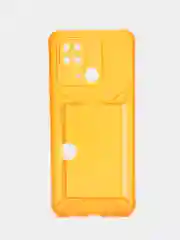 Оранжевый чехол с карманом для карт Xiaomi Redmi 10/Poco C40, прозрачный