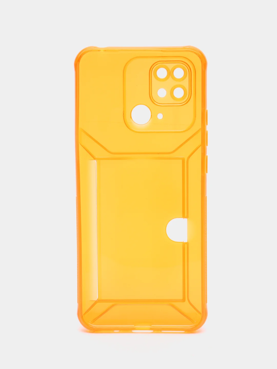 Оранжевый чехол с карманом для карт Xiaomi Redmi 10/Poco C40, прозрачный