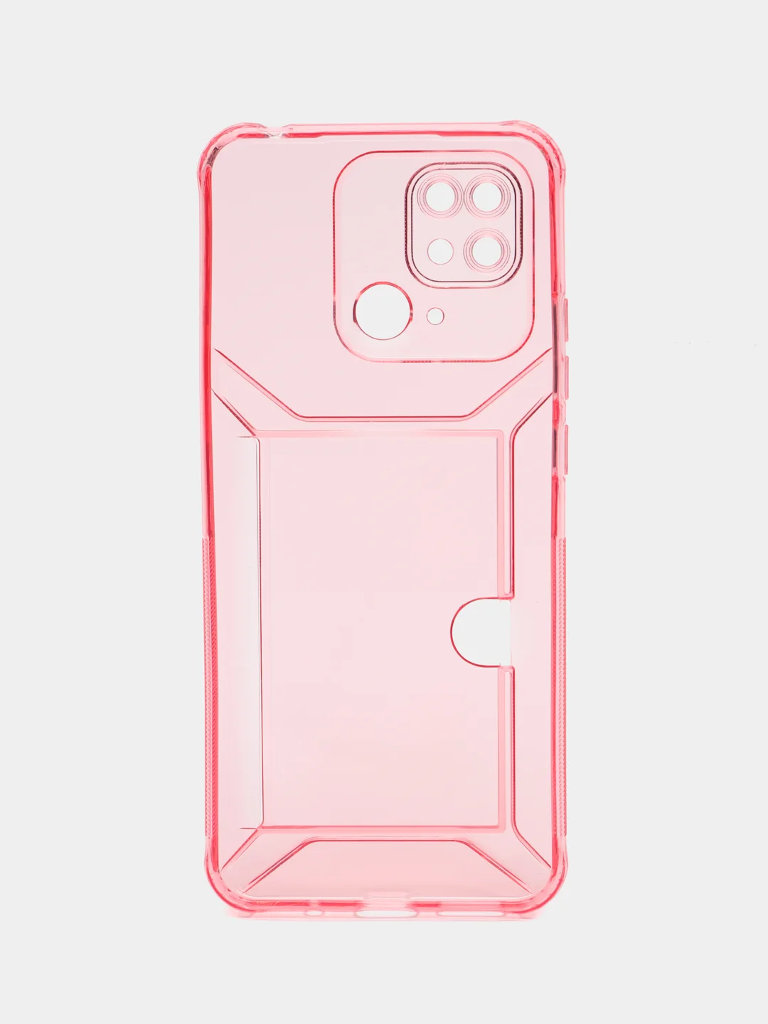 Розовый чехол с карманом для карт Xiaomi Redmi 10/Poco C40, прозрачный