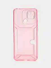 Розовый чехол с карманом для карт Xiaomi Redmi 10/Poco C40, прозрачный