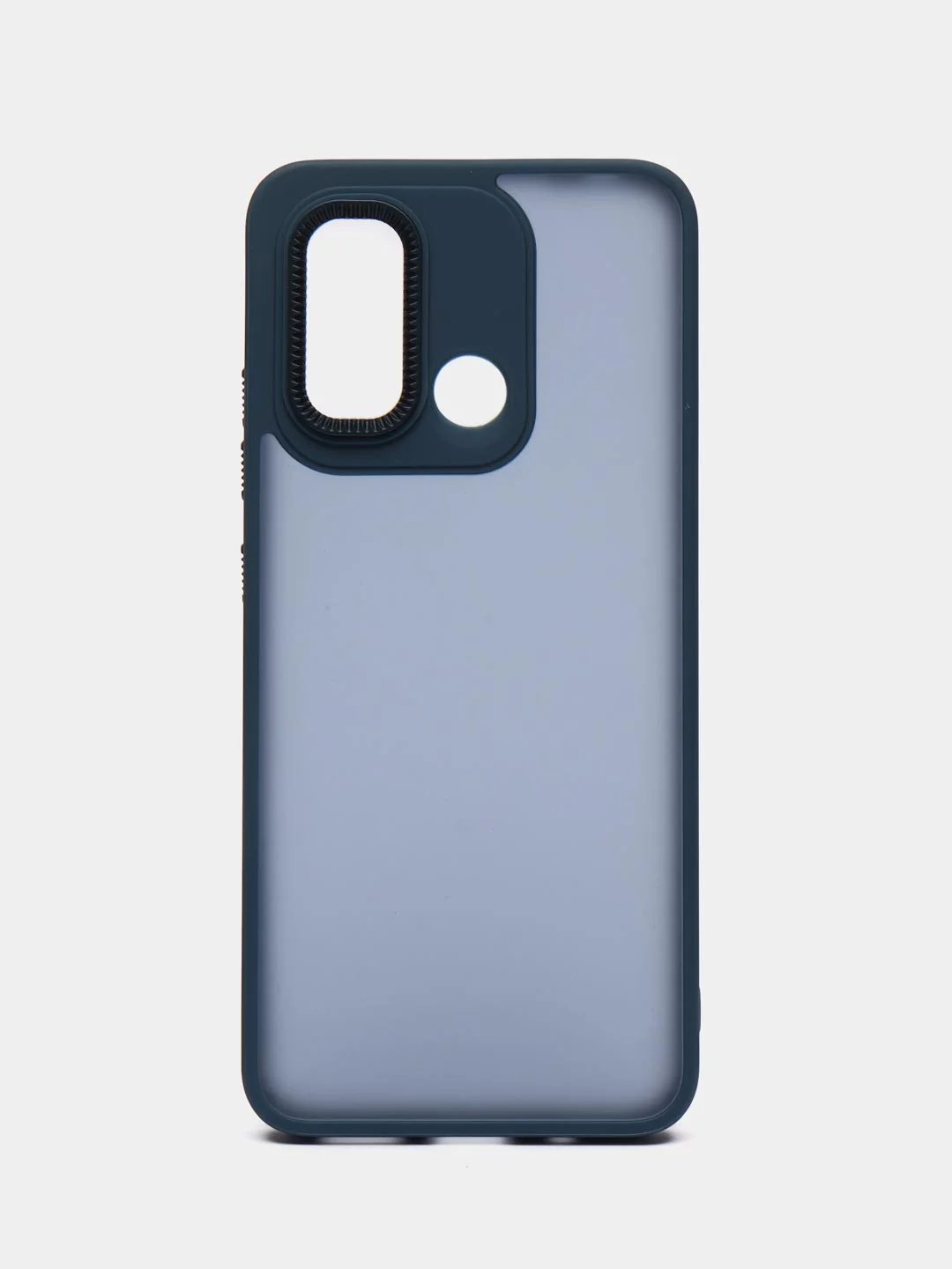 Темно-синий чехол матовый для Xiaomi Redmi 12C, пластиковый, полупрозрачный, с глянцевой рамкой