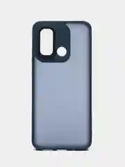 Темно-синий чехол матовый для Xiaomi Redmi 12C, пластиковый, полупрозрачный, с глянцевой рамкой