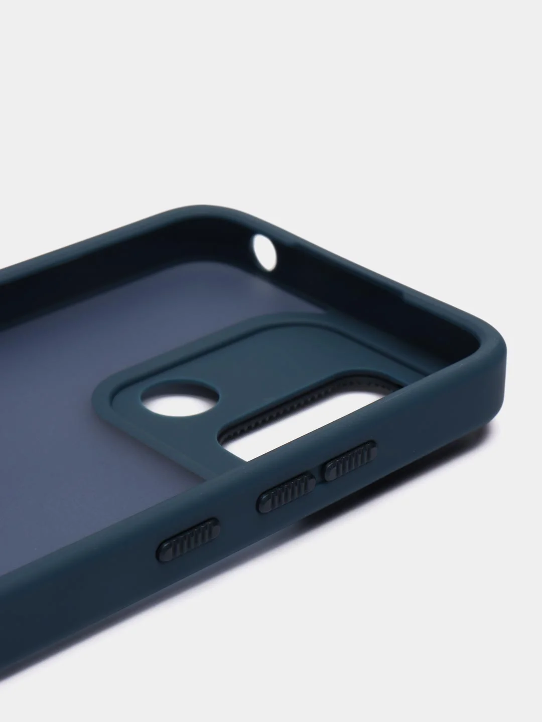 Темно-синий чехол матовый для Xiaomi Redmi 12C, пластиковый, полупрозрачный, с глянцевой рамкой
