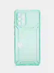 Бирюзовый чехол с карманом для карт для Samsung Galaxy A32 4G, прозрачный, Самсунг Галакси А32 4 Джи
