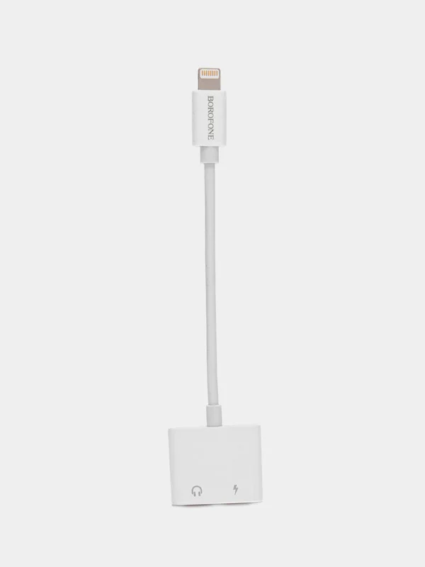 Белый аудио конвертер для iPhone, двойной Lightning, зарядка и аудио, BOROFONE BV11