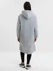 Серый меланж худи удлиненное, женское, оверсайз, утепленное, с начесом