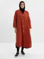 Коралловый туника-рубашка женская из плотного льна