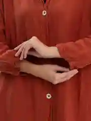 Коралловый туника-рубашка женская из плотного льна
