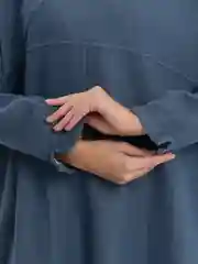 Индиго туника удлиненная женская, льняная