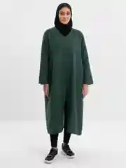 Зеленый туника удлиненная женская, льняная